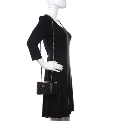 Chanel Lambskin Quilted Small Vanity Case With Chain Black 2 of 11