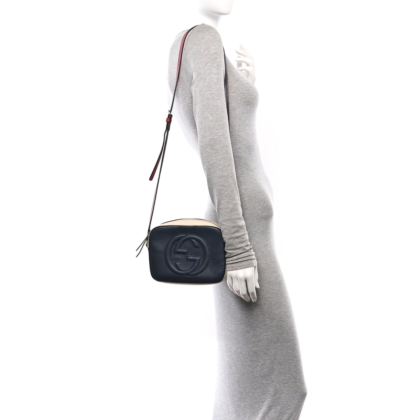 Dollar Calfskin Small Soho Disco Bag Blue Hibiscus Red Mystic White
