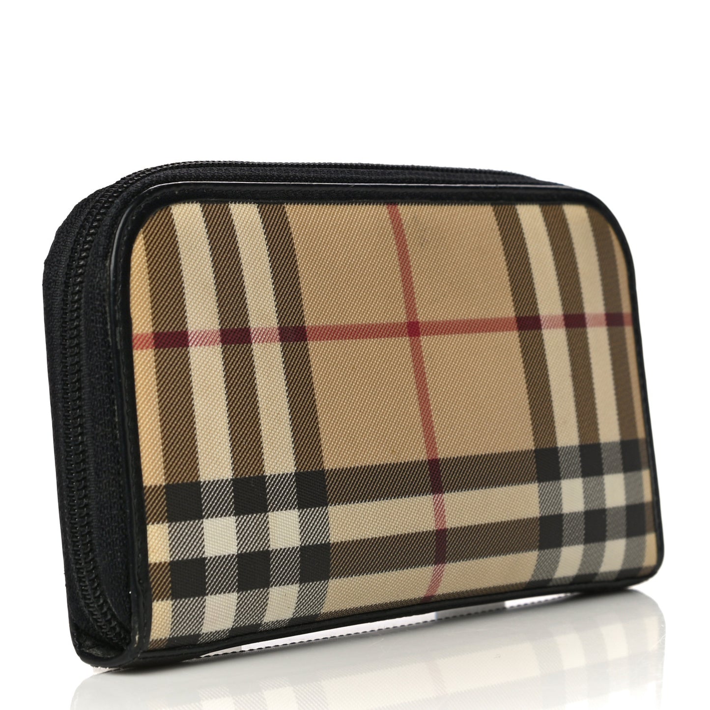 House Check Large Ziggy Zip Around Wallet Black