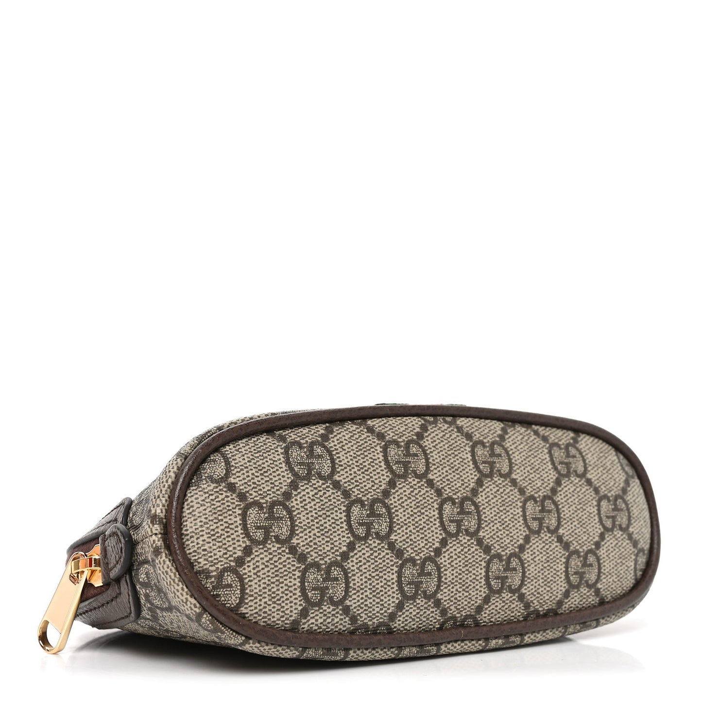 GG Supreme Monogram Textured Calfskin Web Medium Ophidia Cosmetic Case Beige Ebony New Acero