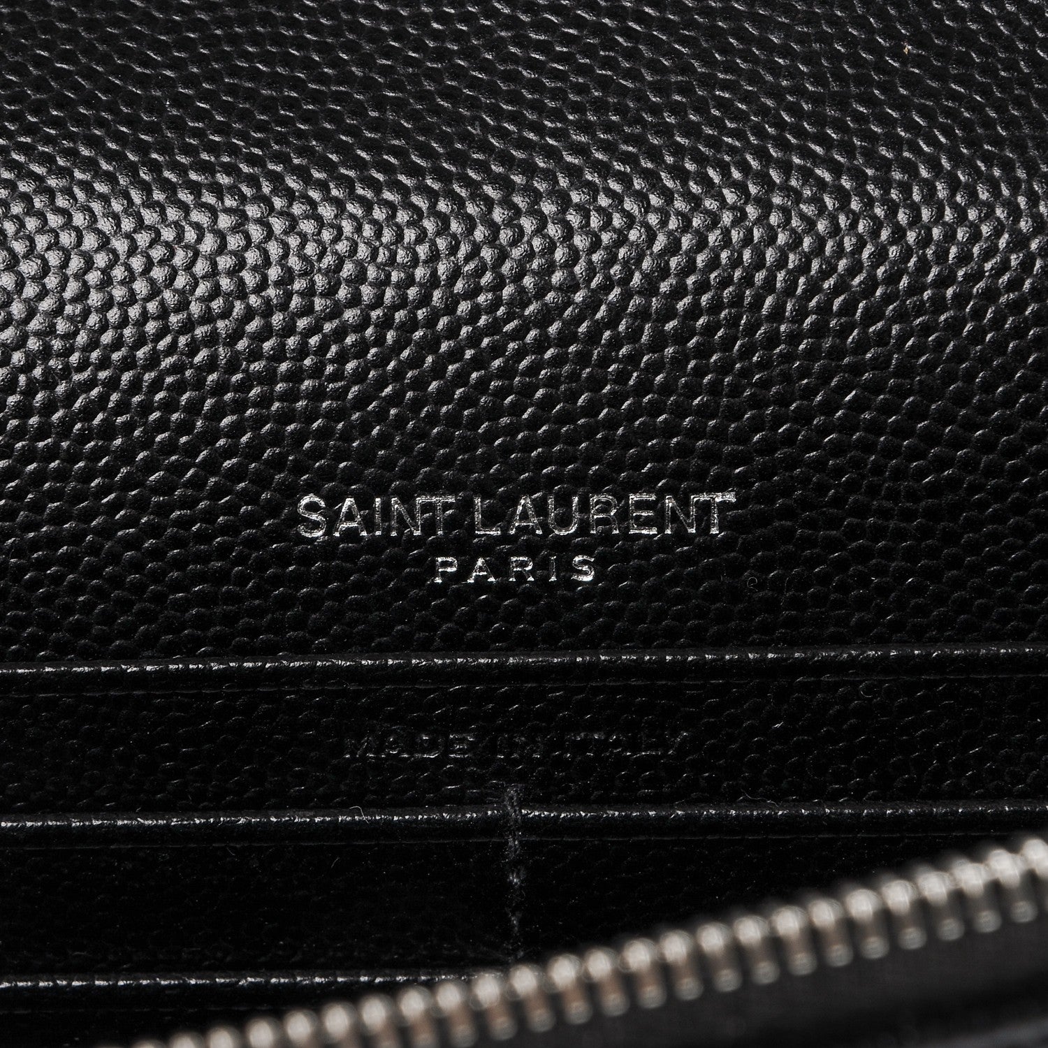 Saint Laurent Grain De Poudre Matelasse Chevron Monogram Envelope Chain Wallet Black 6 of 7