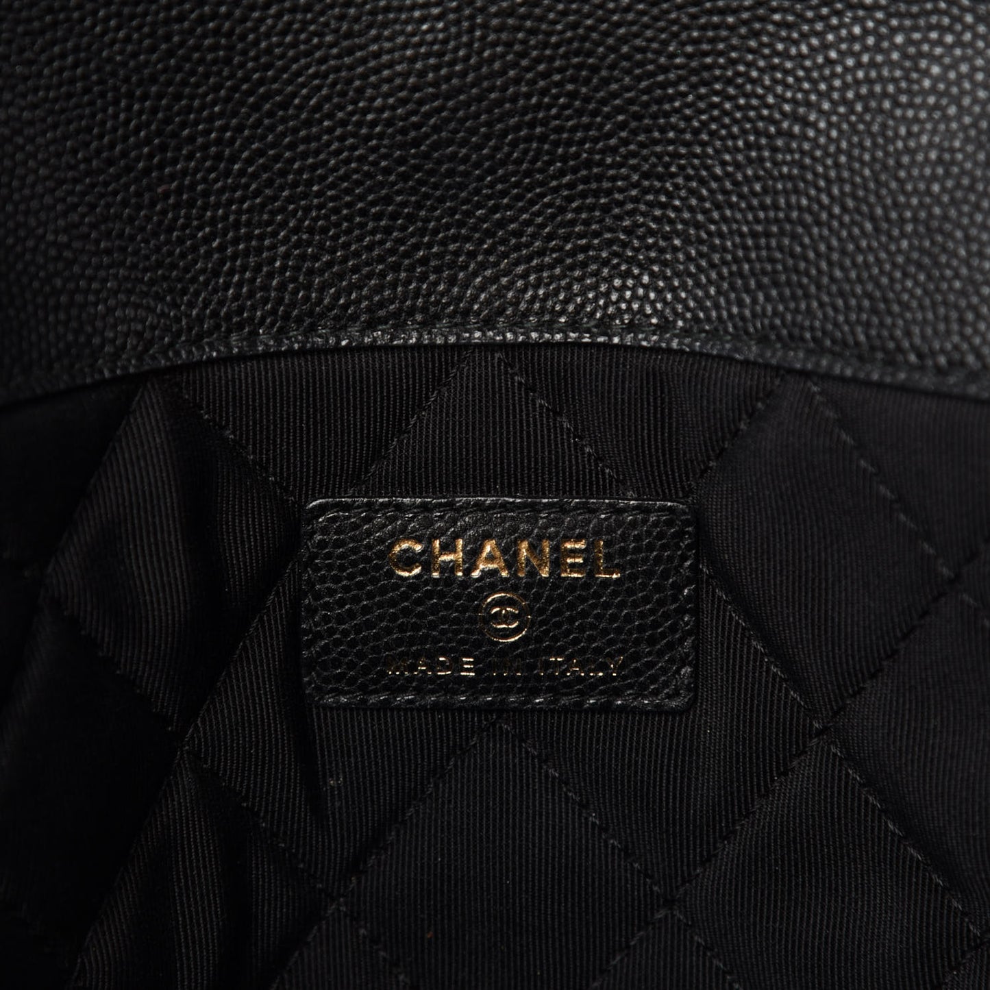 Caviar Quilted Large Golden Class Pouch Black