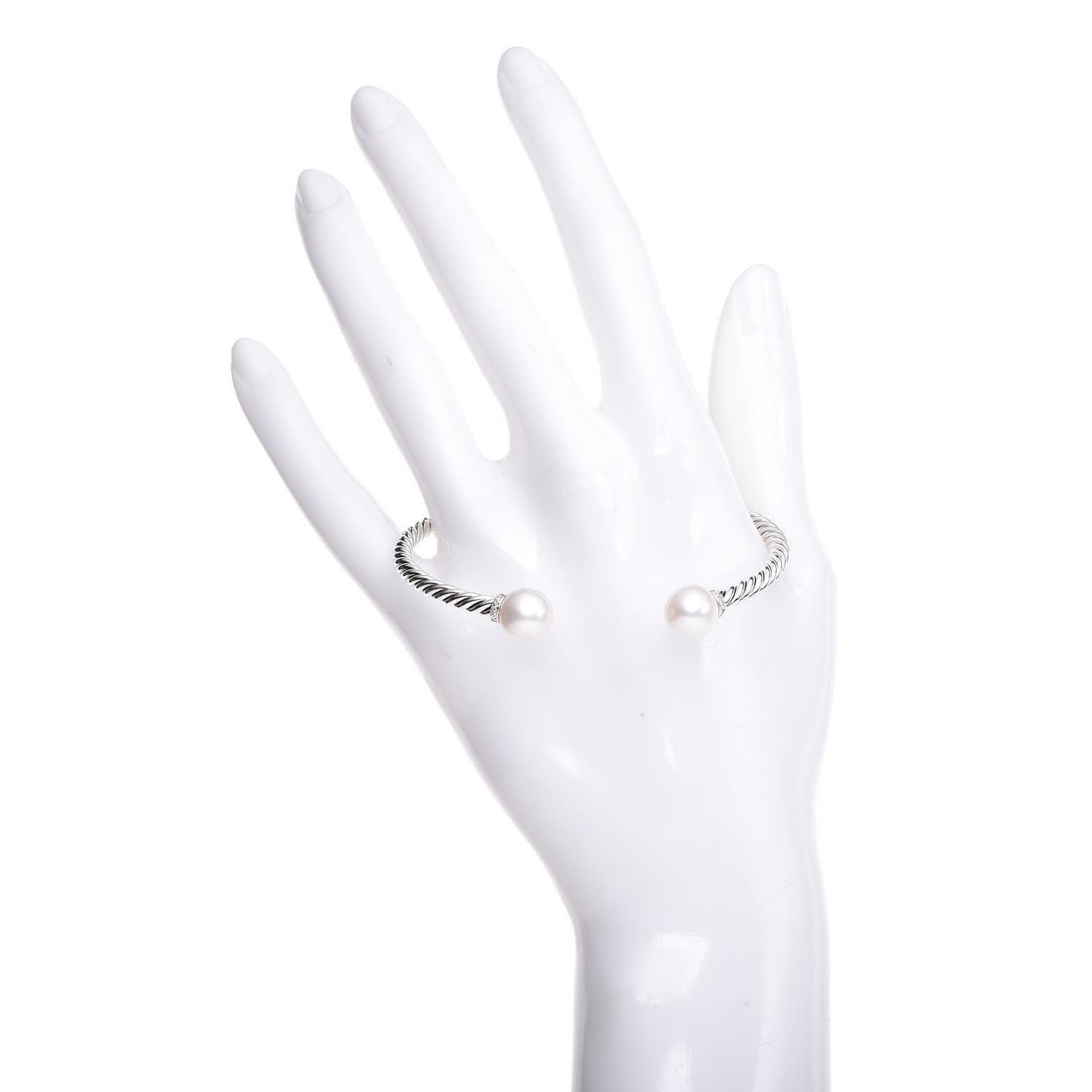 Sterling Silver Diamond Pearl 9mm Solari Bracelet