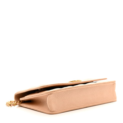 Chanel Caviar Quilted Boy Wallet On Chain WOC Light Beige 4 of 13