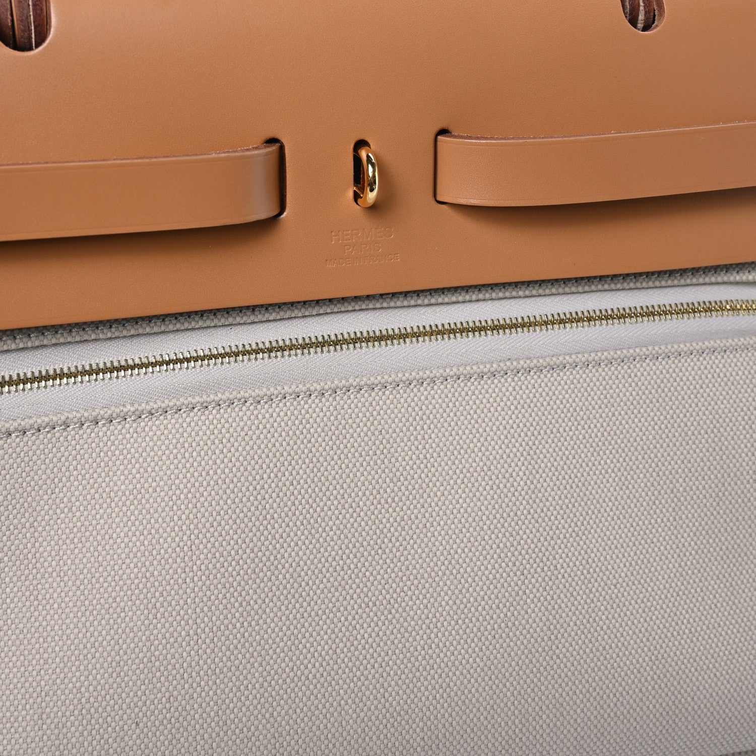 Hermes Military Toile Vache Hunter Herbag Zip Retourne 31 PM Beton Naturel 7 of 11