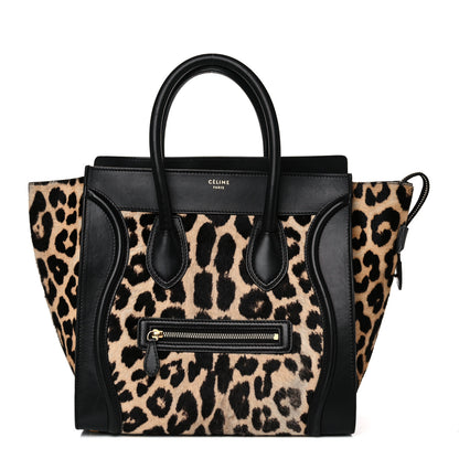 Celine Leopard Pony Hair Mini Luggage Brown 1 of 17