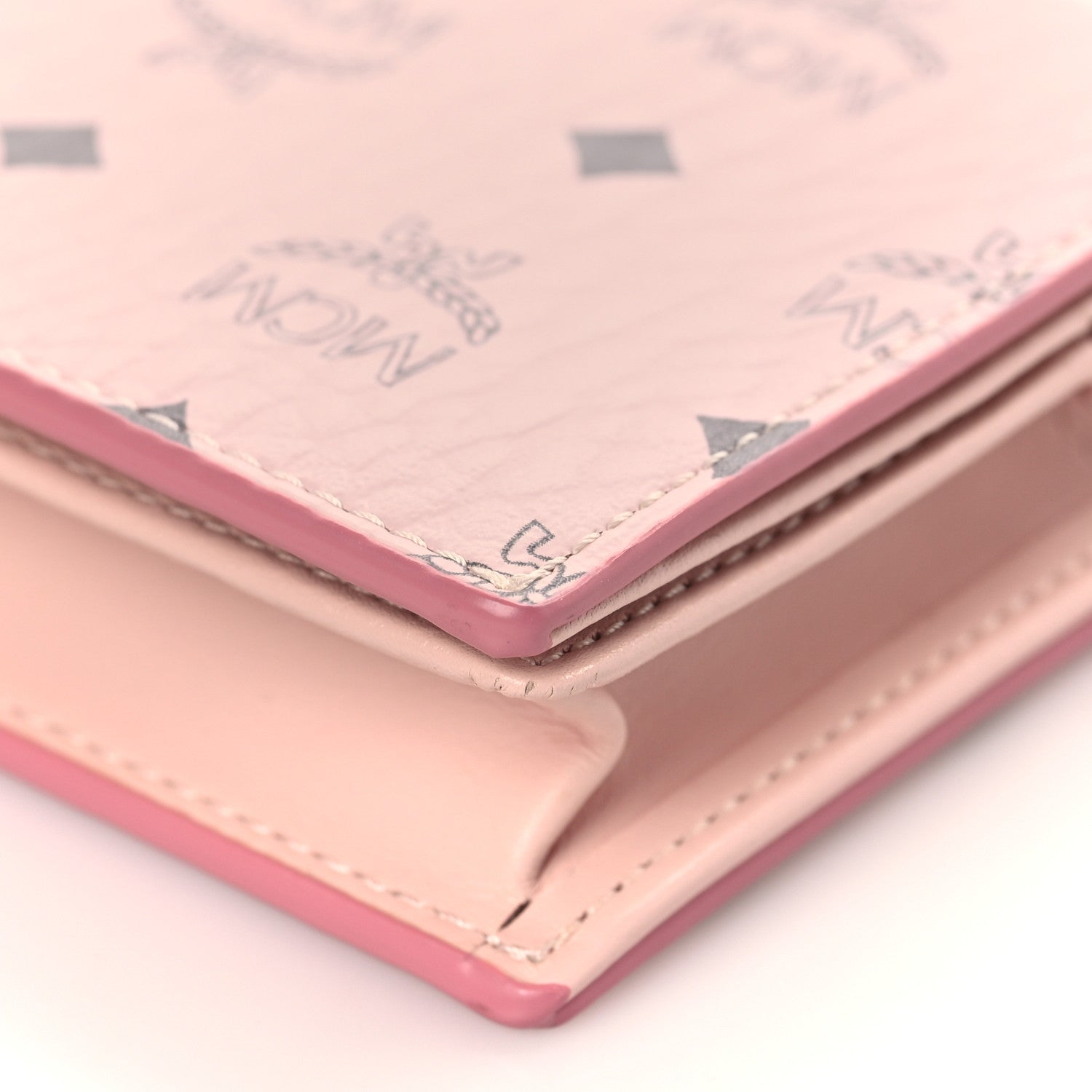 MCM Visetos Original Mini Chain Wallet Light Pink 10 of 11