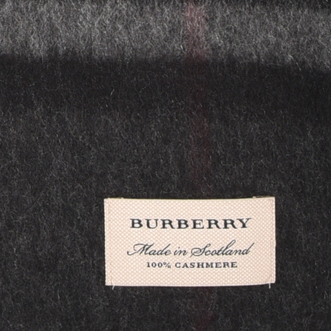 Burberry Cashmere Giant Check Fringe Scarf Grey 3 of 4