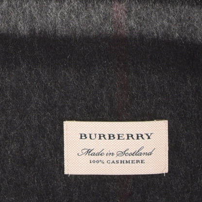 Burberry Cashmere Giant Check Fringe Scarf Grey 3 of 4