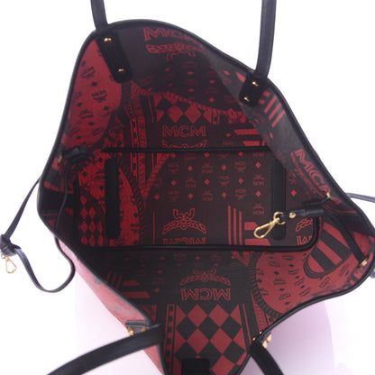 MCM Visetos Medium Project Reversible Shopper Tote Ruby Red Black 5 of 15