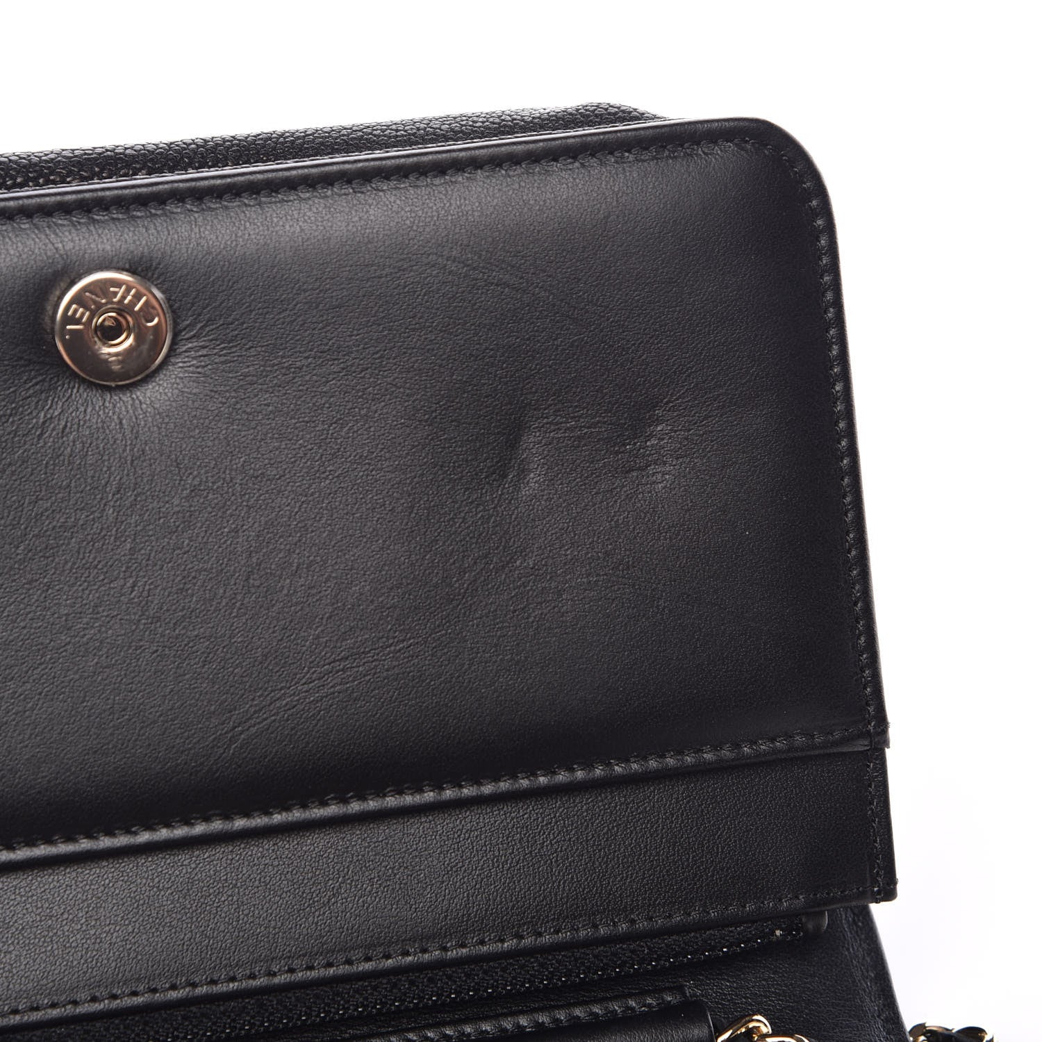 Chanel Caviar Chevron Quilted Boy Wallet On Chain WOC Black 9 of 10