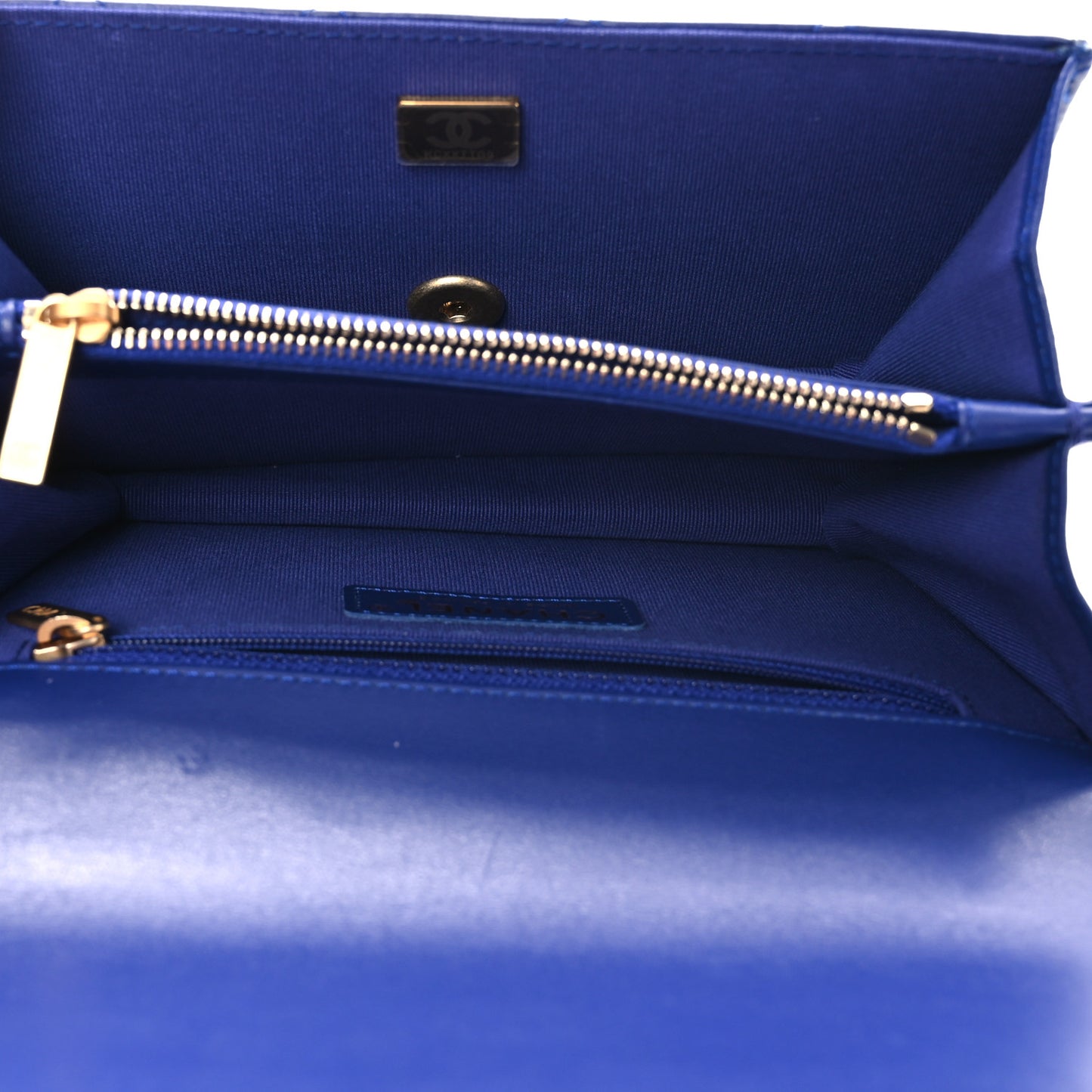 Calfskin Quilted Small Dual Handle Chain Flap Bag  Blue