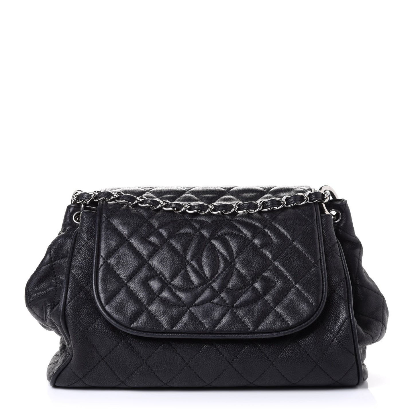 Caviar Quilted Timeless Accordion Flap Black