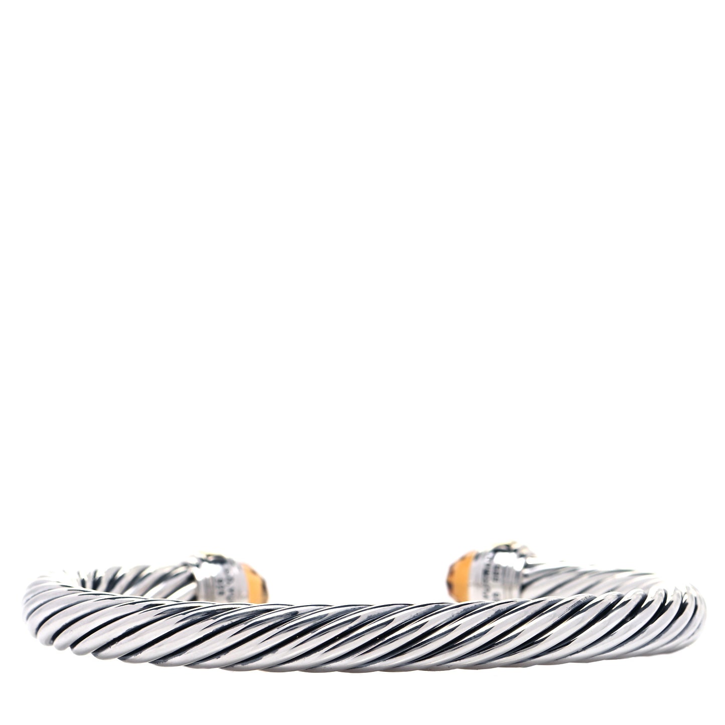 Sterling Silver 14K Yellow Gold Citrine 7mm Cable Classics Bracelet