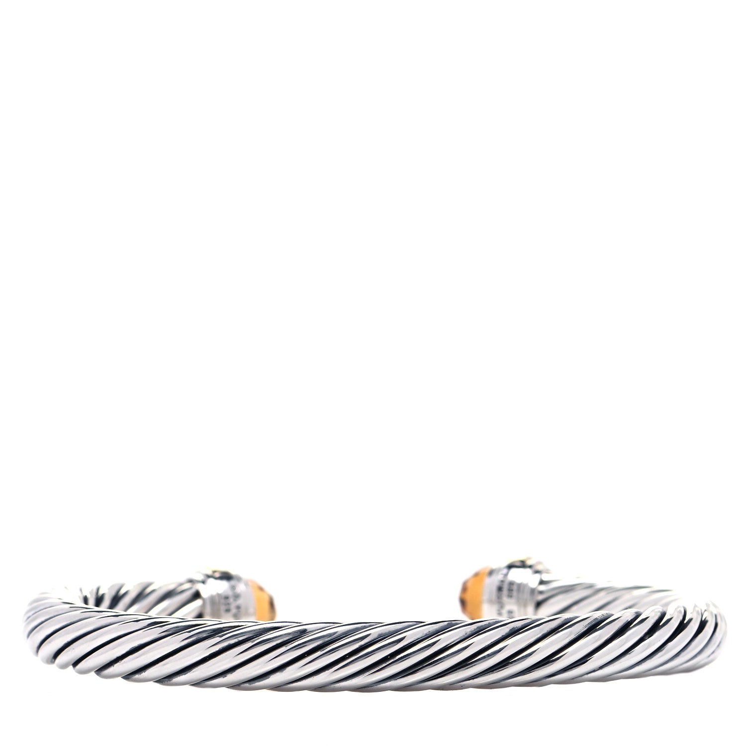 David Yurman Sterling Silver 14K Yellow Gold Citrine 7mm Cable Classics Bracelet 3 of 4