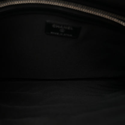 Chanel Metallic Caviar Chevron Quilted Vintage Mademoiselle Large Zip Pouch Charcoal 5 of 8