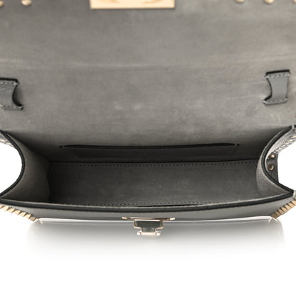 Valentino Garavani Pebbled Calfskin Medium Rockstud Flip Lock Crossbody Bag Pastel Grey 4 of 12