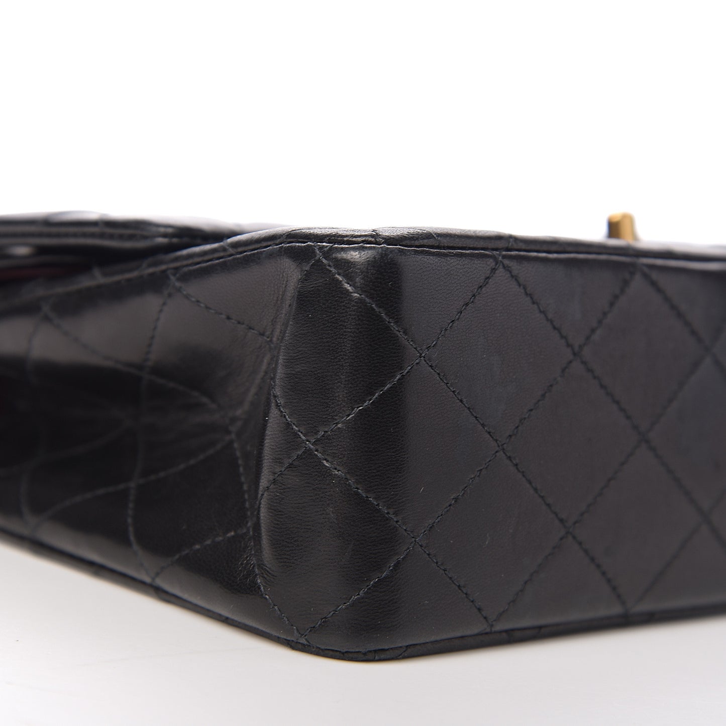 Lambskin Quilted Medium Double Flap Black