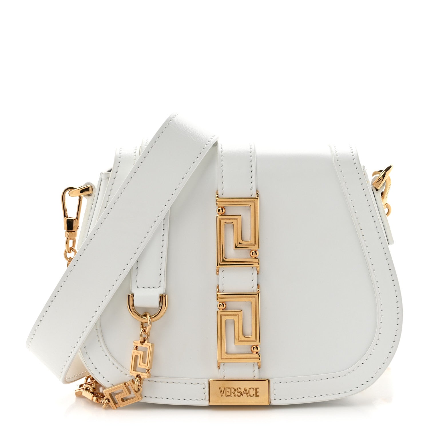 Versace Calfskin Small Greca Goddess Shoulder Bag Optical White 1 of 11