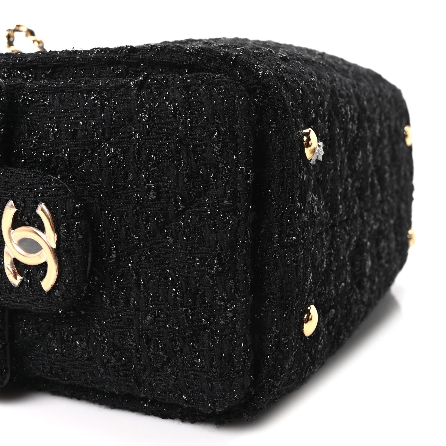 Chanel Tweed Quilted Mini Chanel 25 Handbag Black 9 of 10