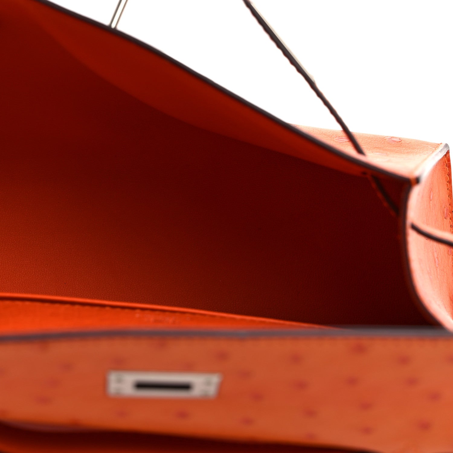 Hermes Ostrich Kelly Pochette Clutch Orange 5 of 11