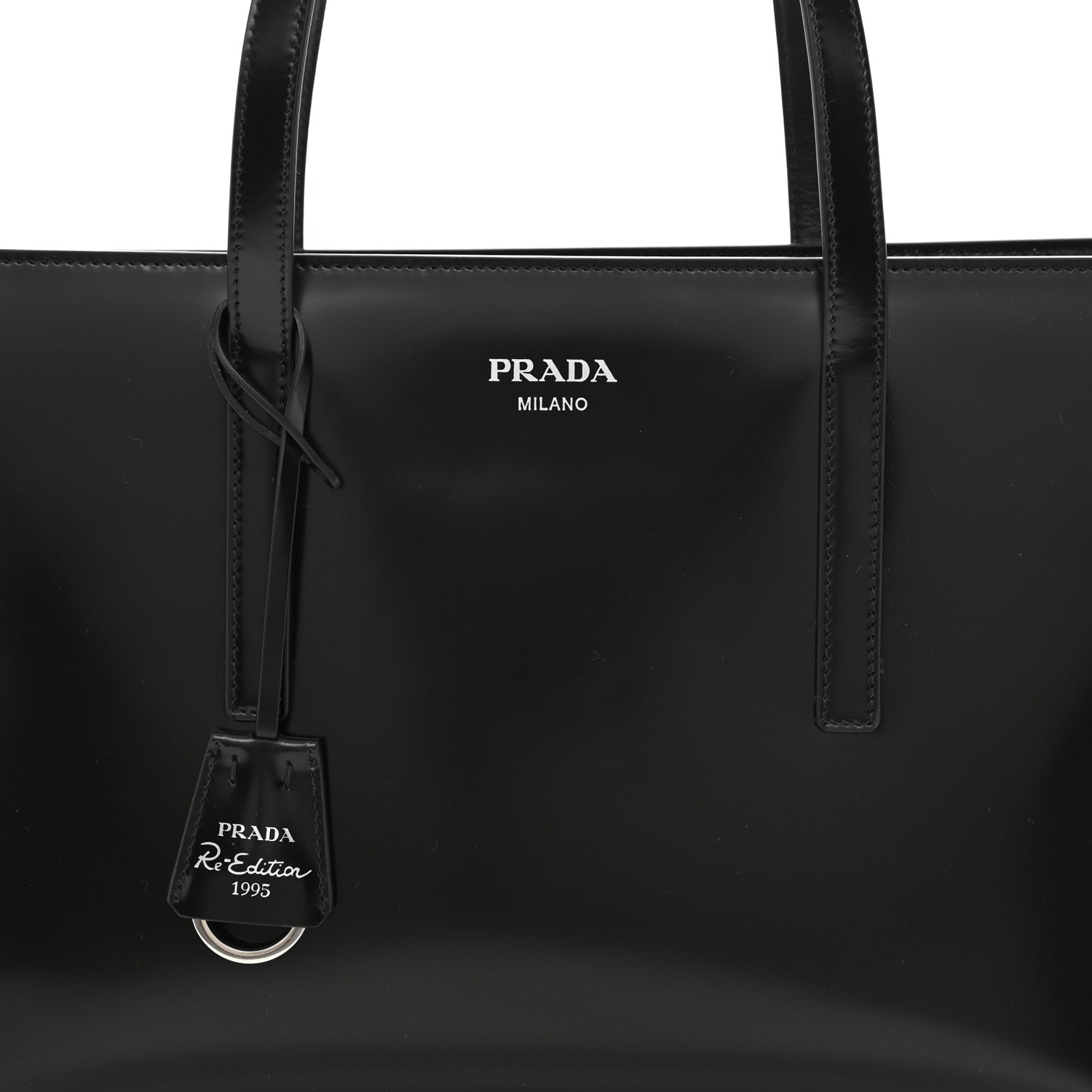 Prada Spazzolato Medium Re-Edition 1995 Double Handle Handbag Black 9 of 10
