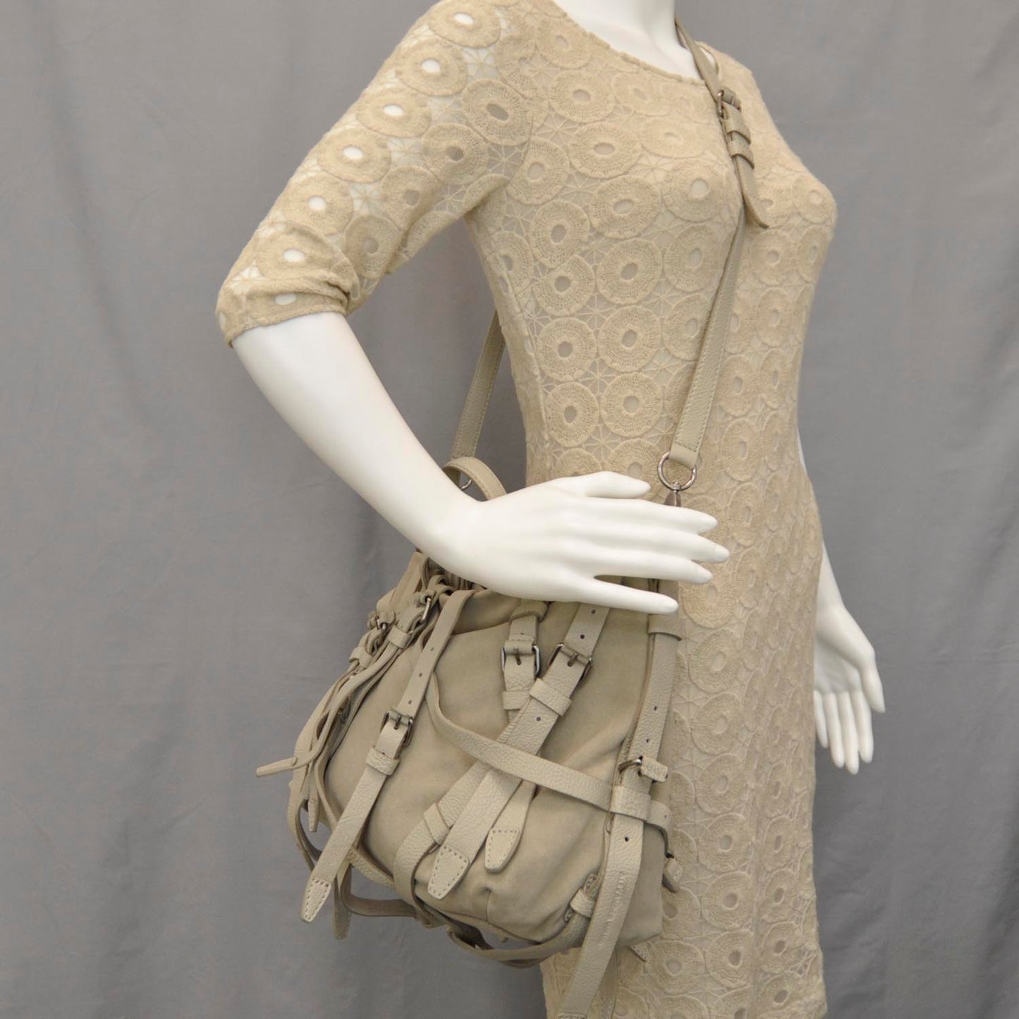 Calf Suede Kirsten Multi Strap Satchel