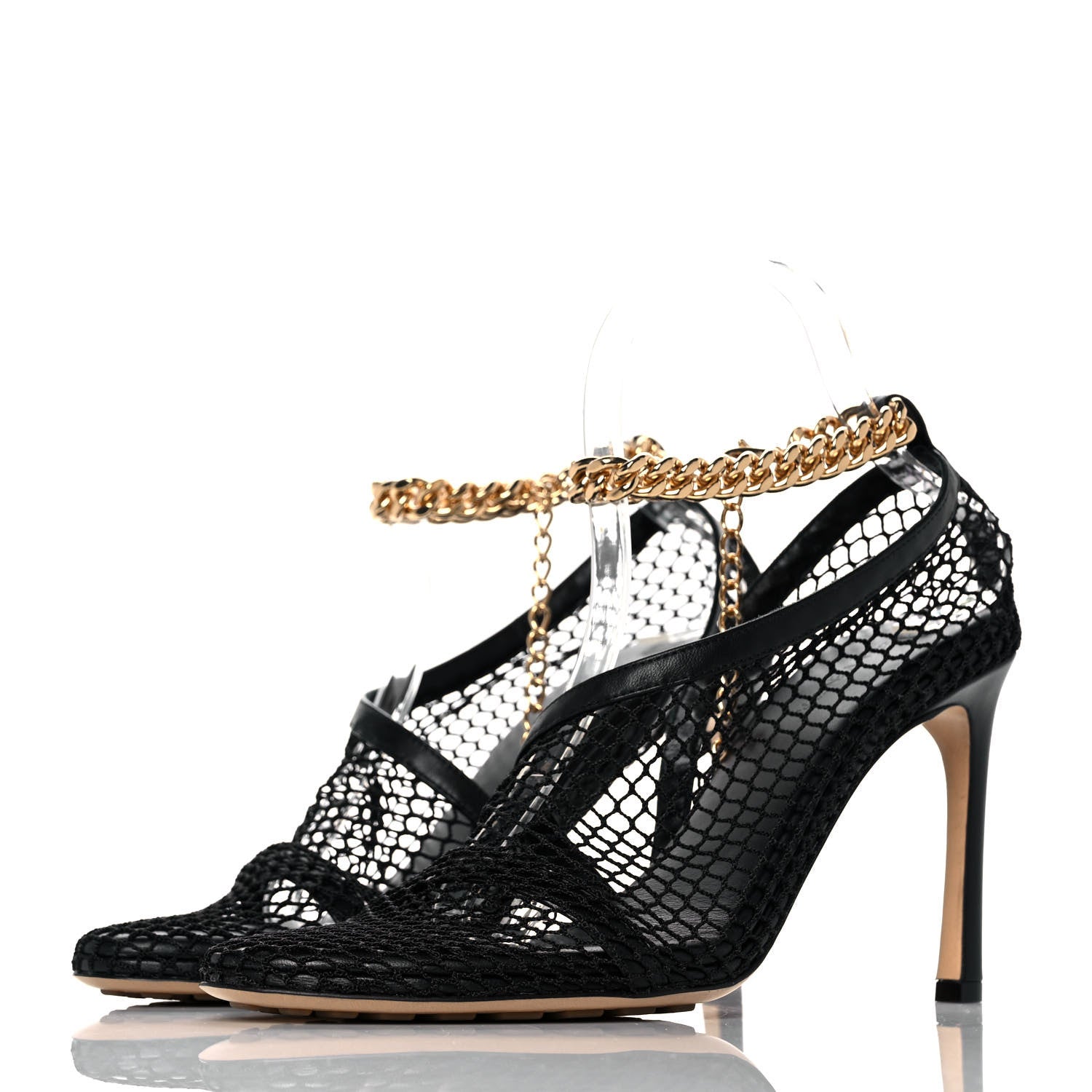 Bottega Veneta Mesh Nappa Chunky Chain Sandals 38.5 Black 3 of 8