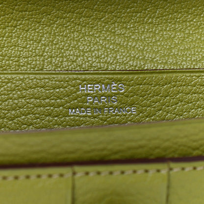 Hermes Chevre Mysore Bearn Wallet Rouge Vif Vert Anis 6 of 7