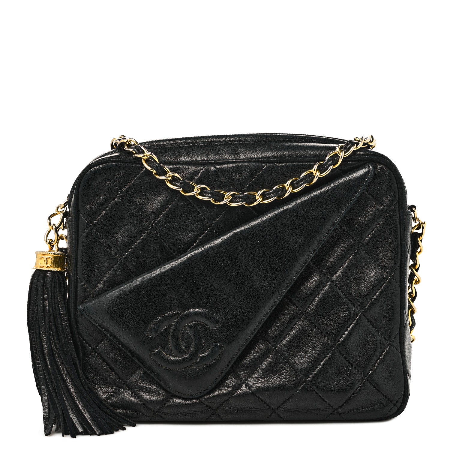 Chanel Lambskin Quilted CC Tassel Camera Case Black 1 of 14