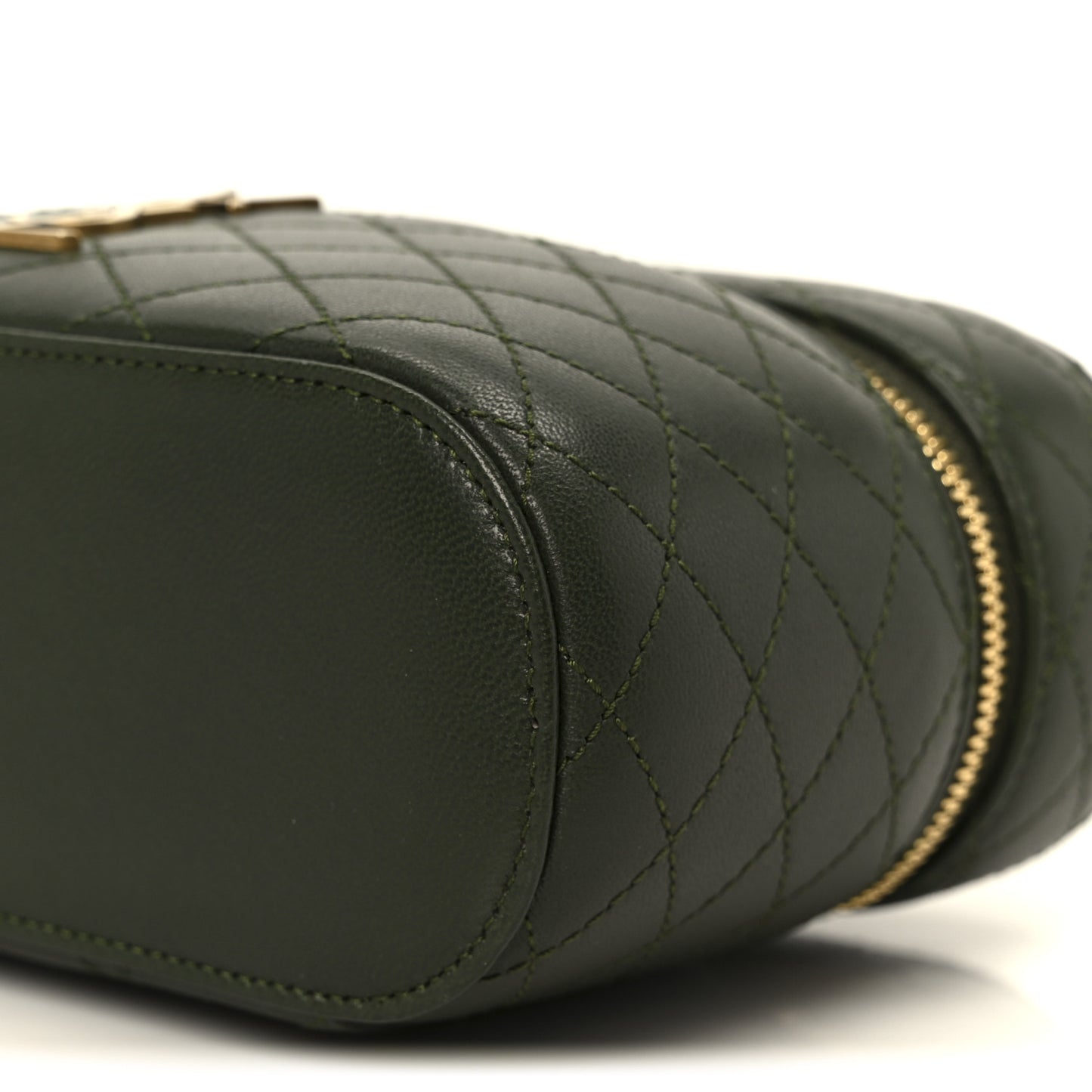 Lambskin Quilted Mini Gaby Vanity Case Olive Wood