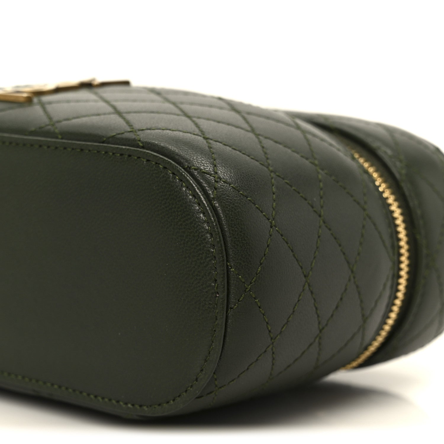 Saint Laurent Lambskin Quilted Mini Gaby Vanity Case Olive Wood 10 of 10