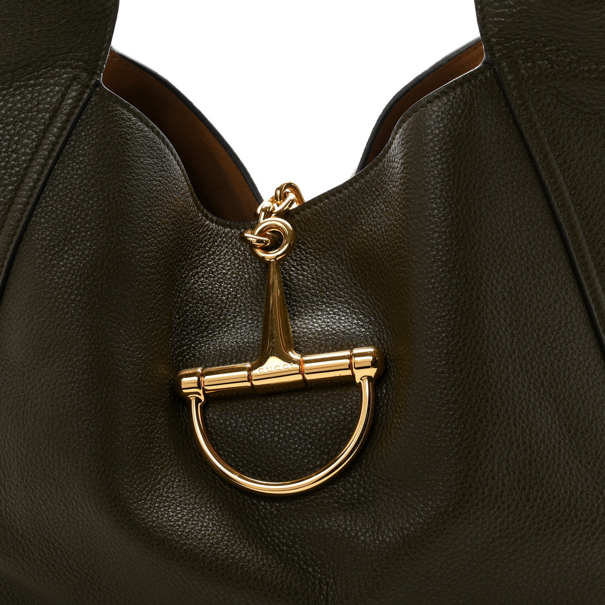 Gucci Grained Calfskin Softbit Maxi Shoulder Bag Forest Green 9 of 11