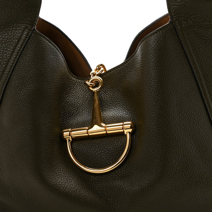 Gucci Grained Calfskin Softbit Maxi Shoulder Bag Forest Green 9 of 11