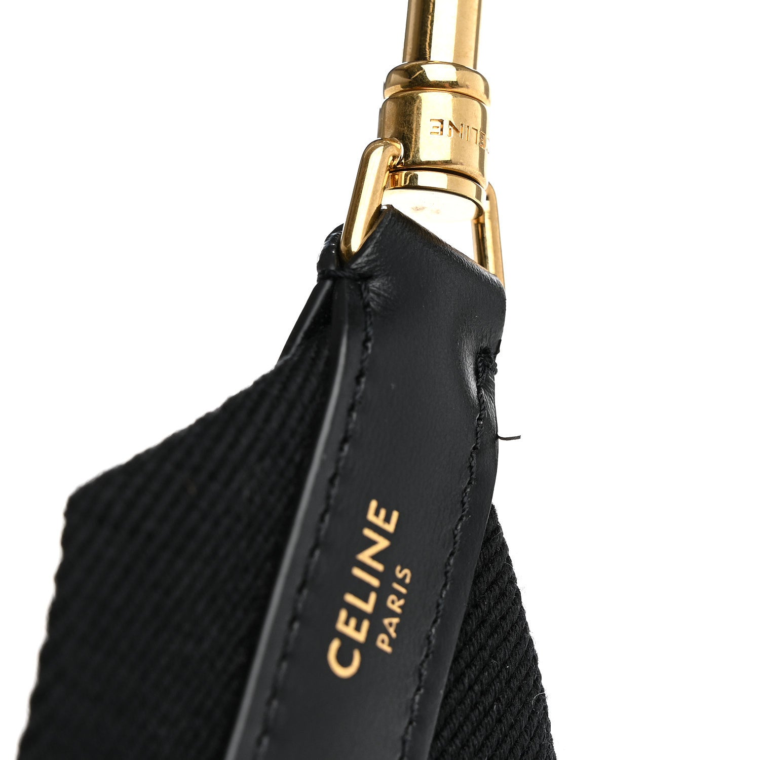 Celine Jacquard Wool Logo Short Strap Black Beige 6 of 6