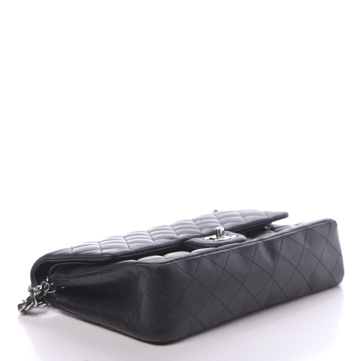 Lambskin Quilted Medium Double Flap Black