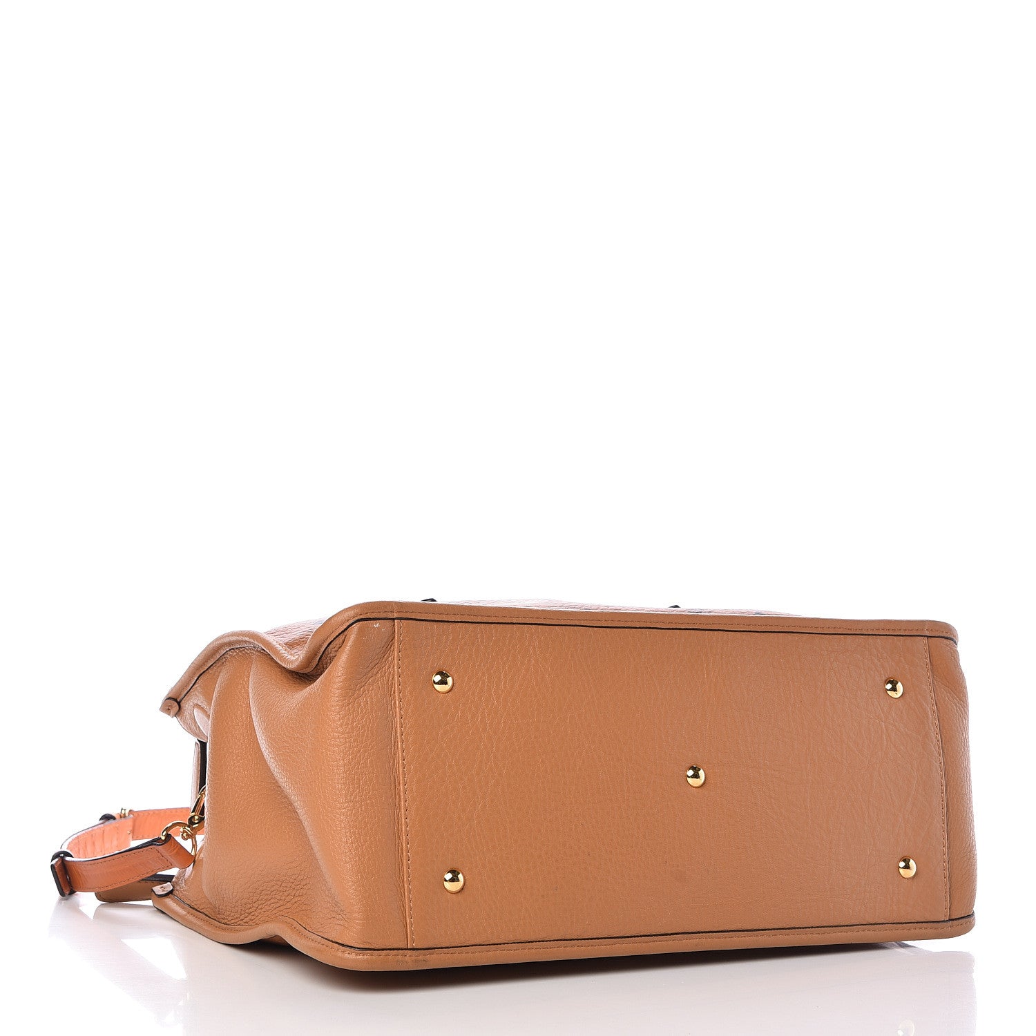 MCM Visetos Calfskin Crocodile Embossed Double Zip Tote Cognac 4 of 12
