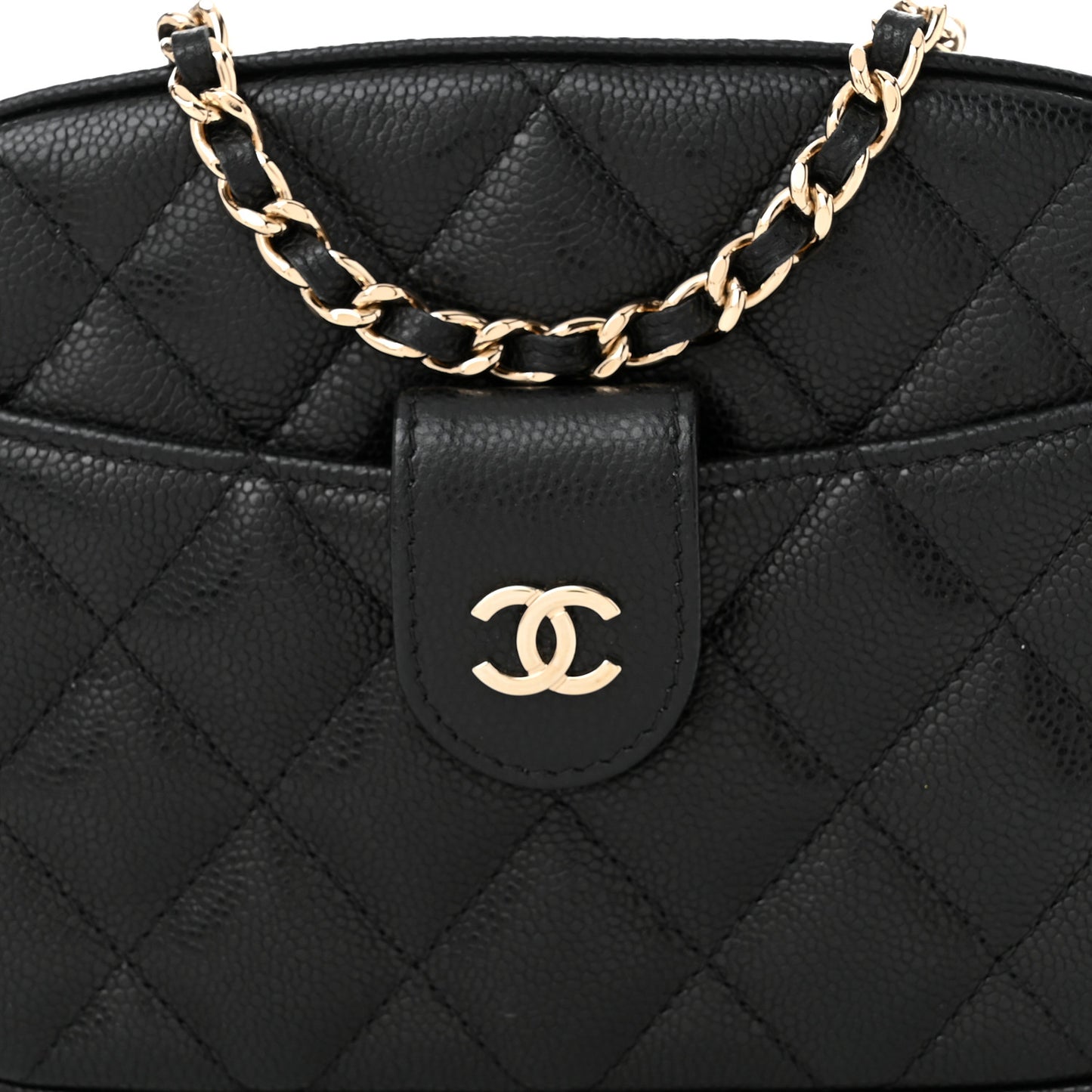 Caviar Quilted Chain Camera Bag Black
