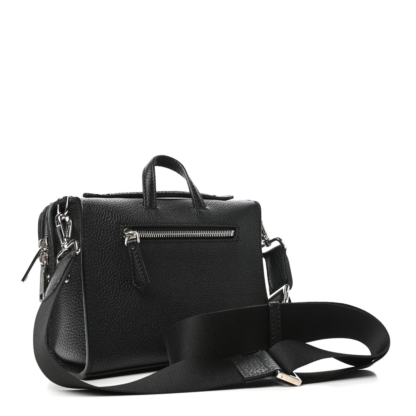 Cuoio Romano Selleria Fendi Stamp Patch Mini Lui Bag Black Grigio