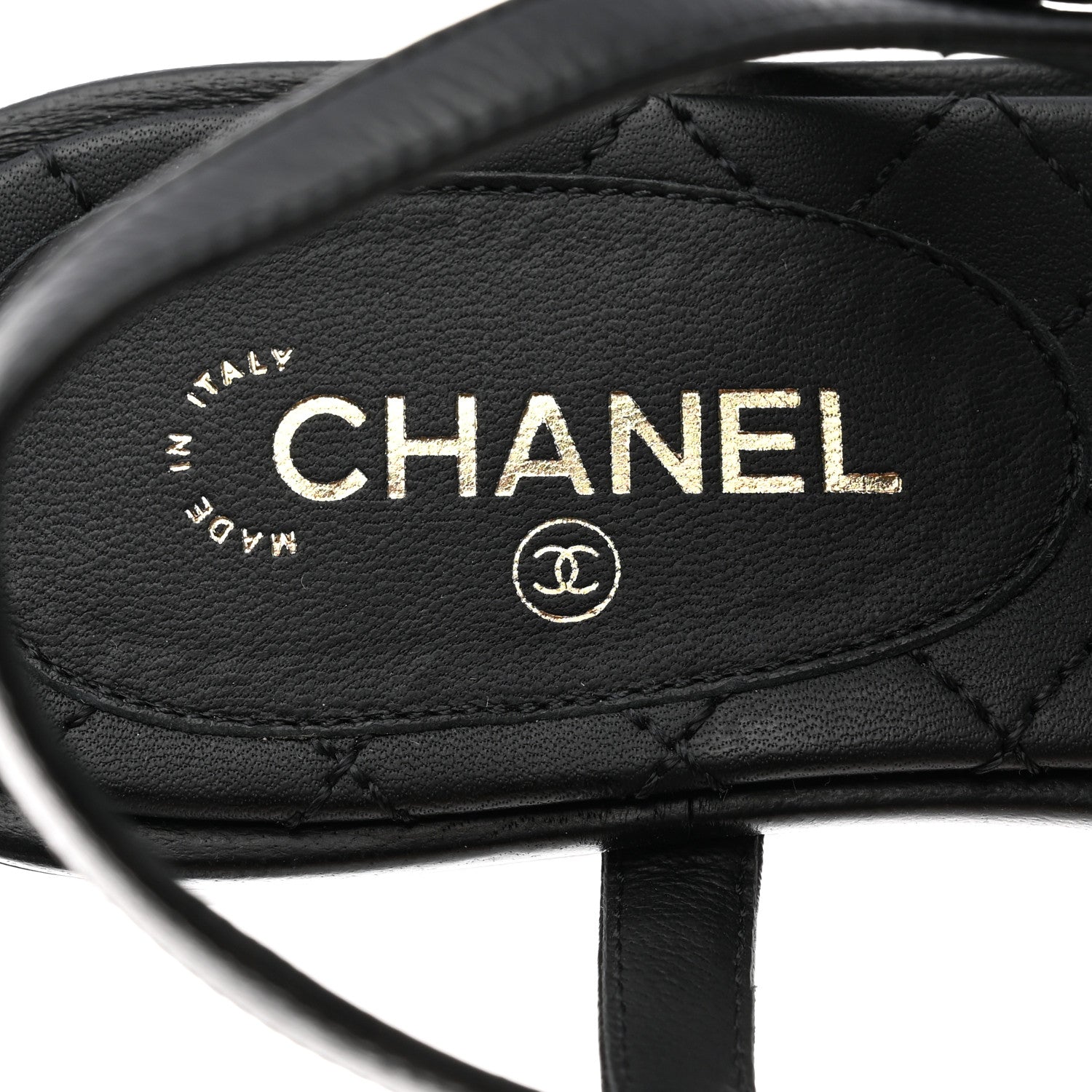 Chanel Lambskin Crystal Chain CC Thong Sandals 35.5 Black 8 of 9