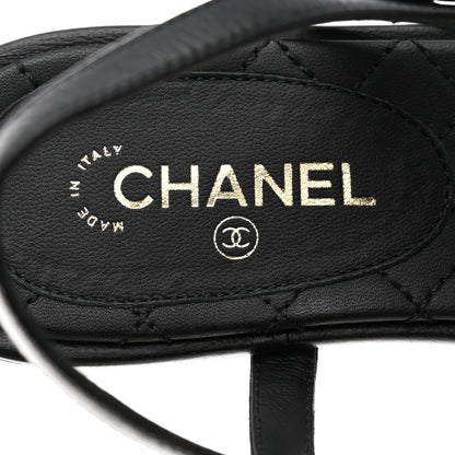 Chanel Lambskin Crystal Chain CC Thong Sandals 35.5 Black 8 of 9