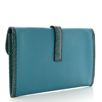 Hermes Swift Lizard Jige Elan Touch Duo Clutch Bleu Paon Mykonos 4 of 7