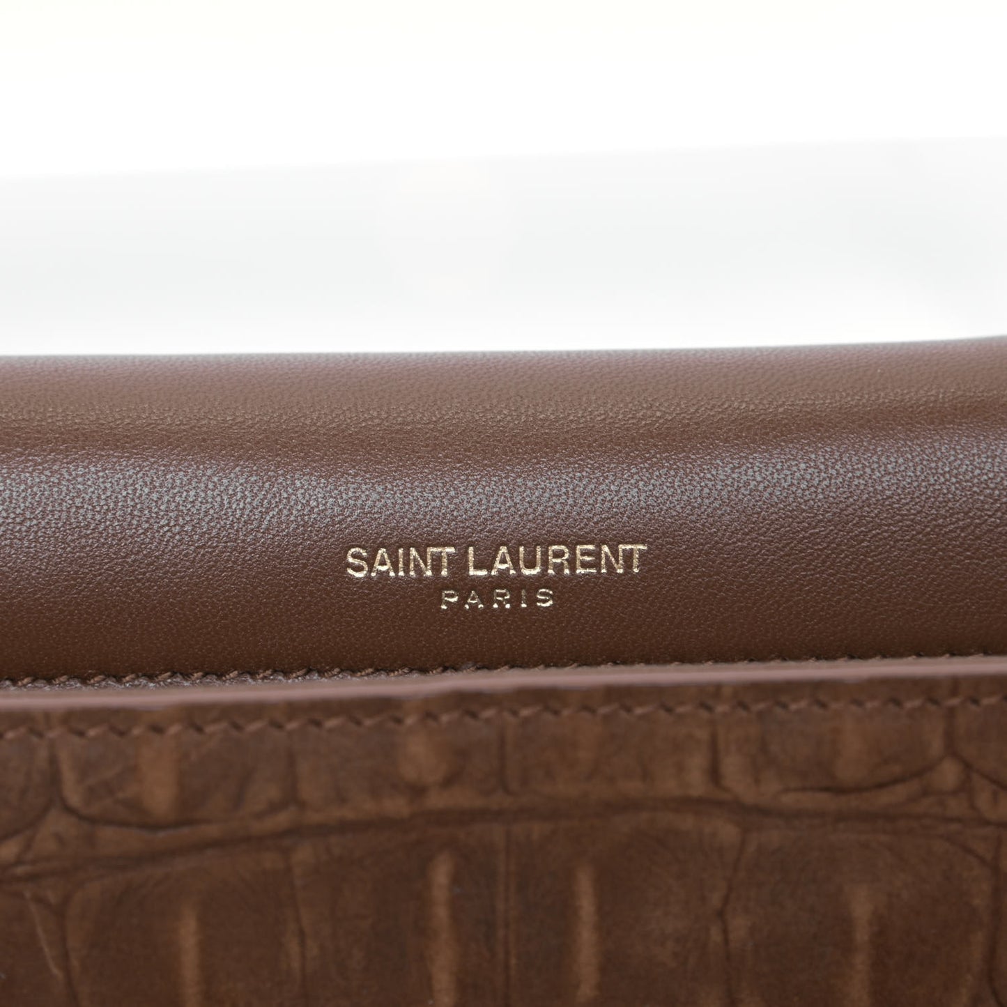 Crocodile Embossed Suede Monogram Tassel Kate 99 Tan