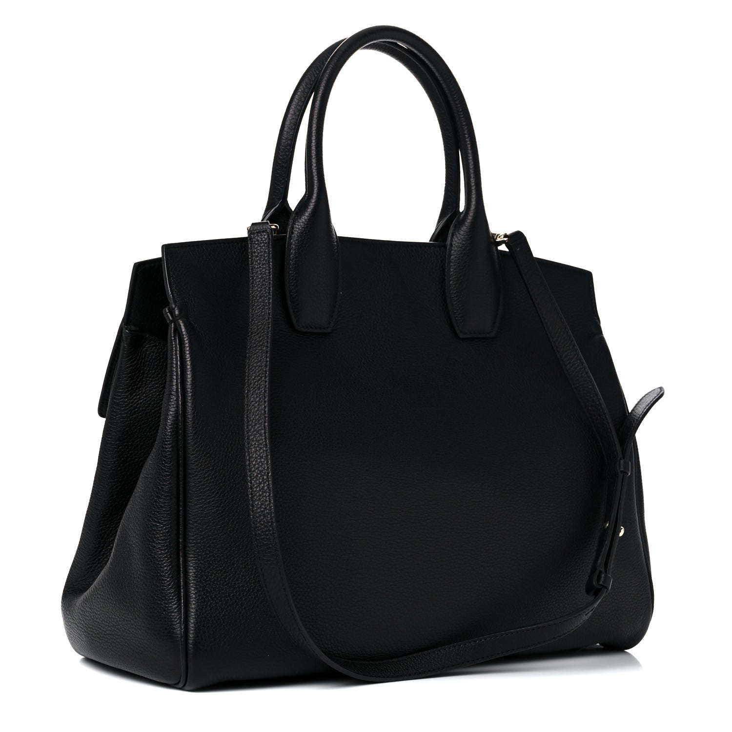 Salvatore Ferragamo Hammered Calfskin Medium Studio Bag Black 4 of 16