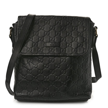 Gucci Guccissima Small Flap Messenger Bag Black 1 of 10