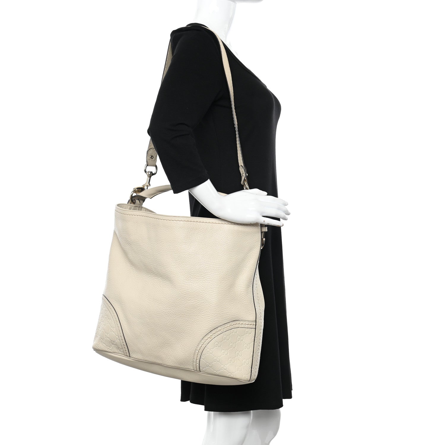Gucci Calfskin Guccissima Trim Large Signoria Hobo Ivory 2 of 16