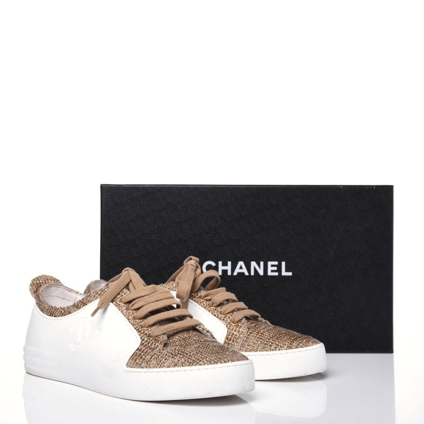Fantasy Tweed Sneakers 39 Beige Gold