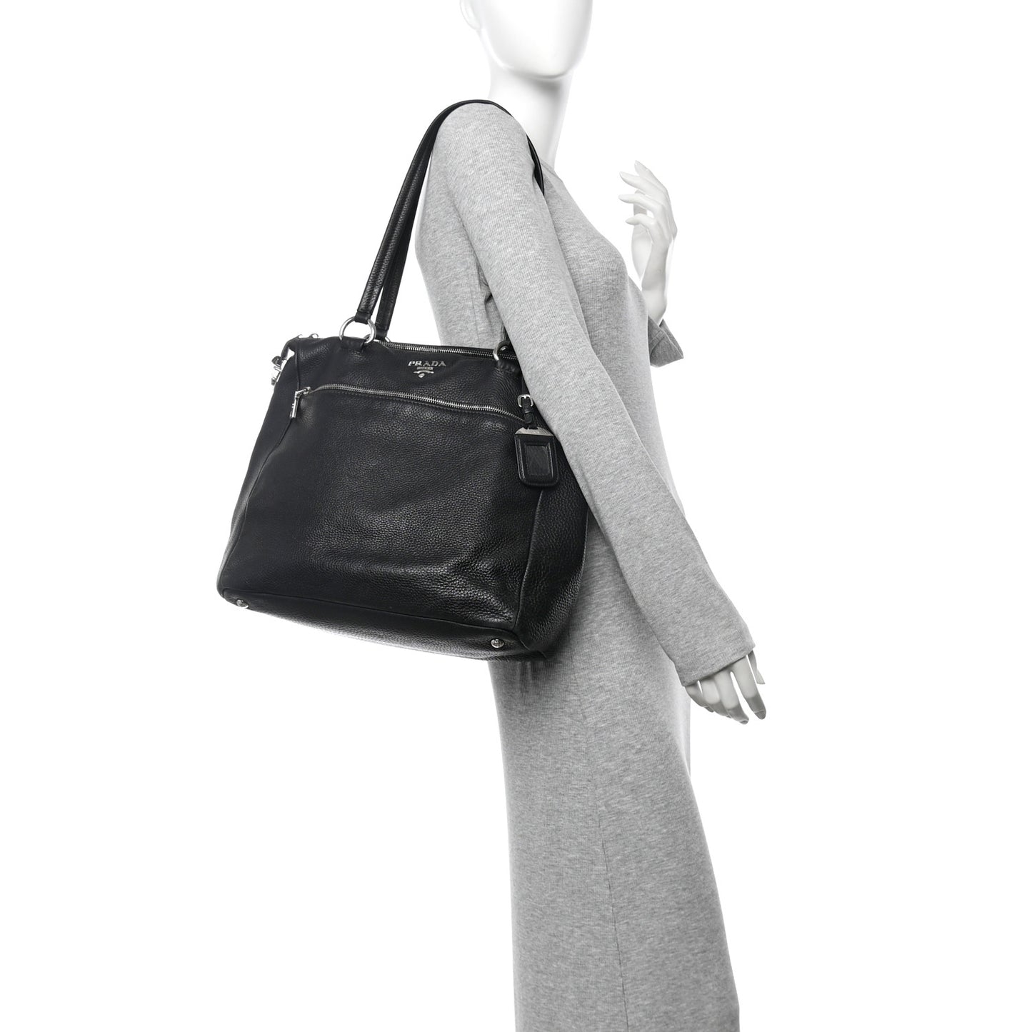 Vitello Daino Shopping Tote Black