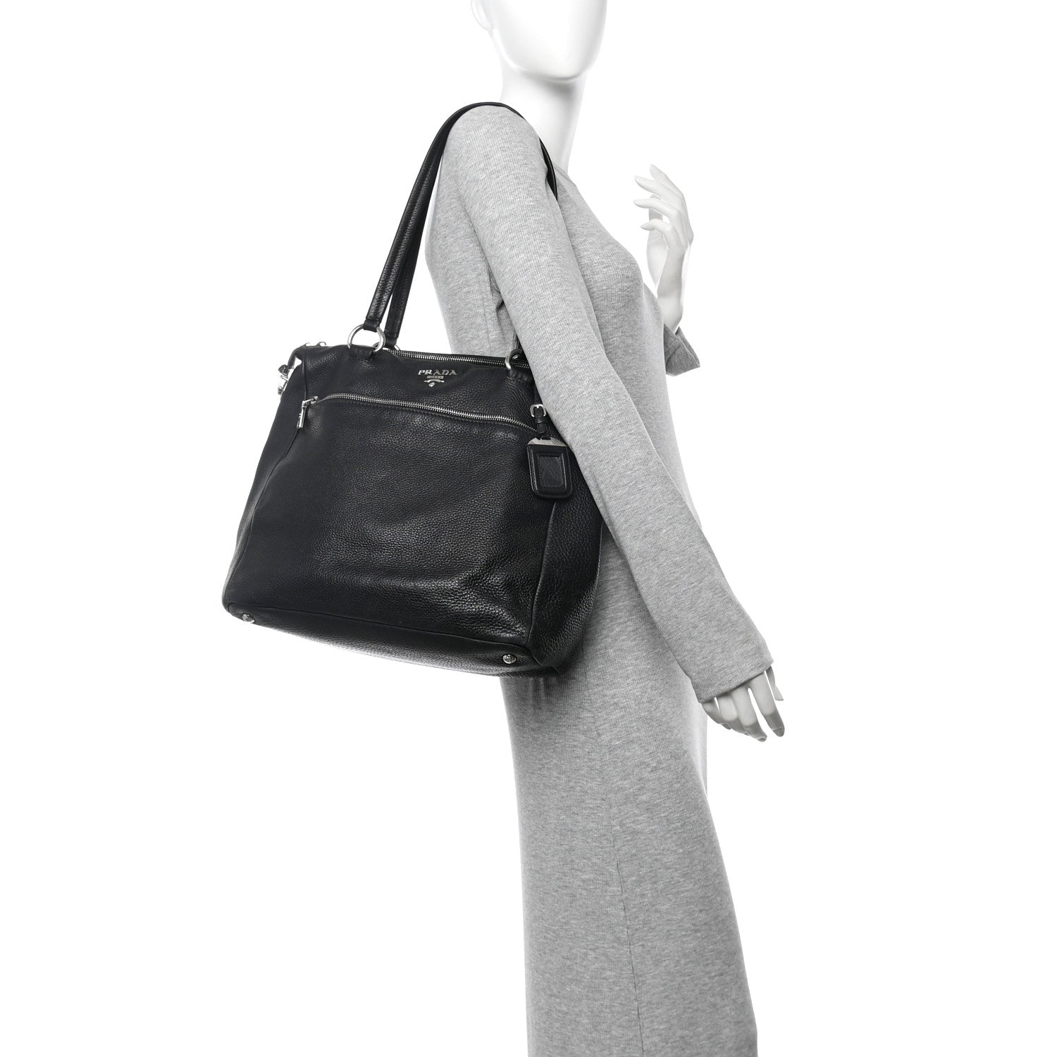 Prada Vitello Daino Shopping Tote Black 2 of 17