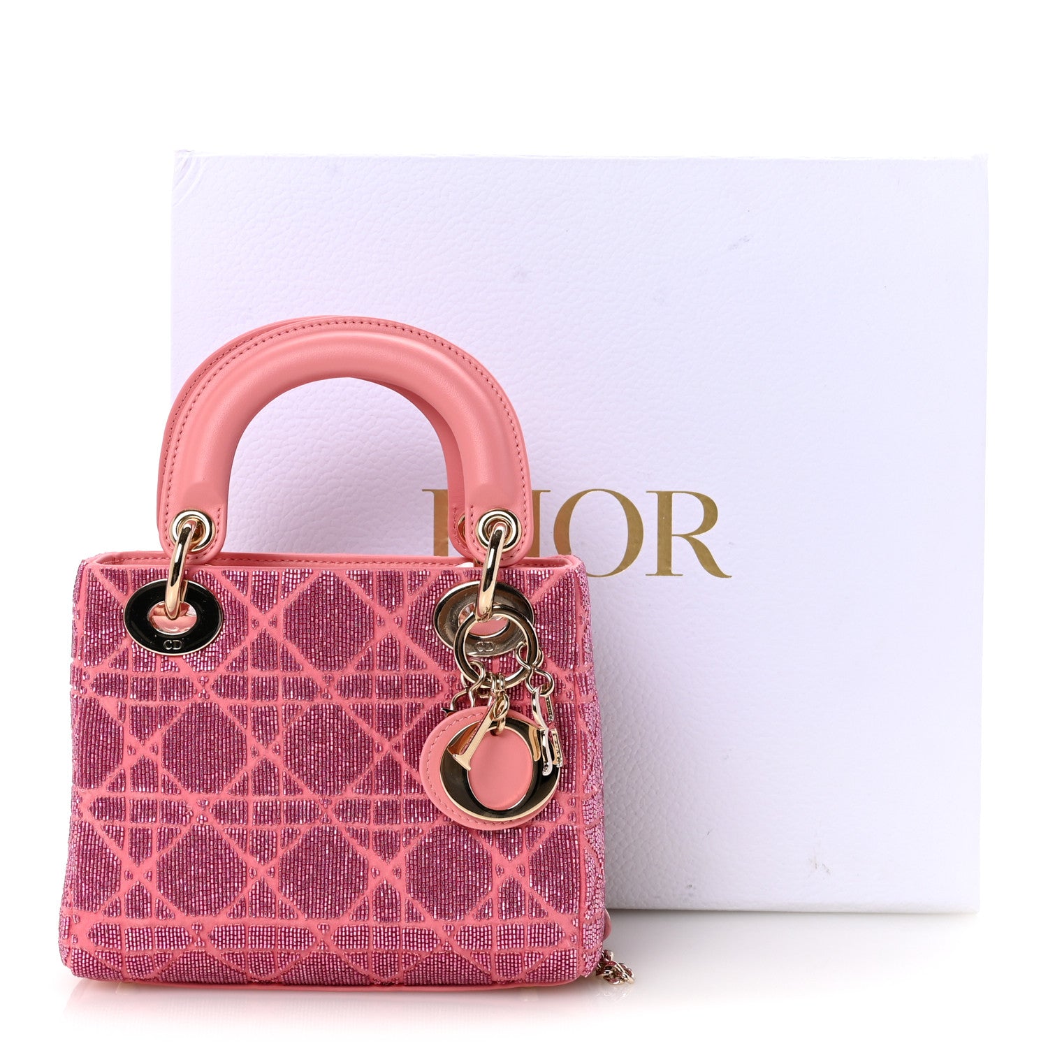 Christian Dior Lambskin Cannage Beaded Embroidered Mini Lady Dior Light Pink 10 of 10